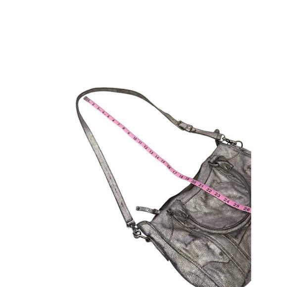 Frye Melissa Satchel/Crossbody Bag Distressed Leather Metallic Gray MSRP $388 - Picture 13 of 16